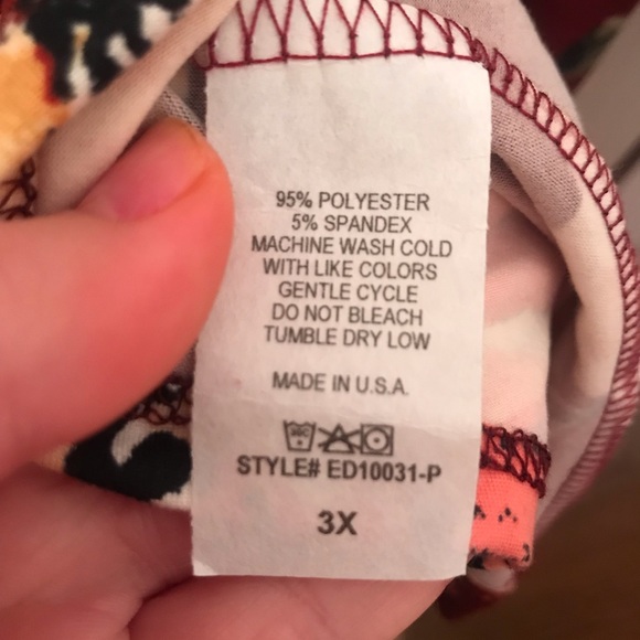 NEW maroon floral long sleeve dress w/ pockets 3XL - Picture 4 of 4